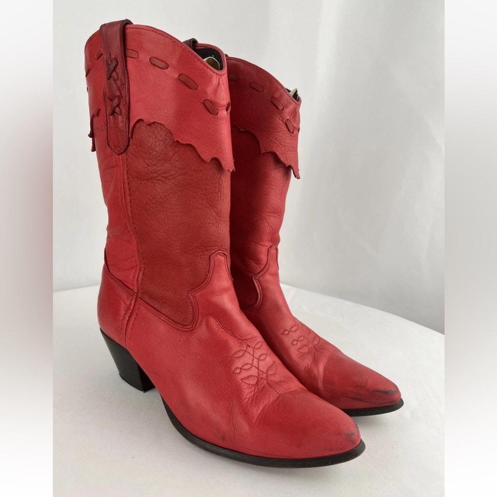 Vintage Laredo Red Leather Western Cowboy Boots